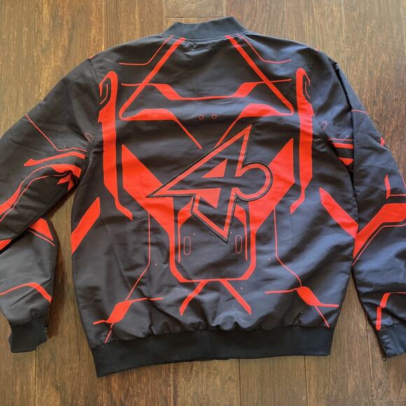 Generation Loss 4 Bomber Jacket Windbreaker Full Zip Sz M Black Red Warren James - Picture 8 of 8